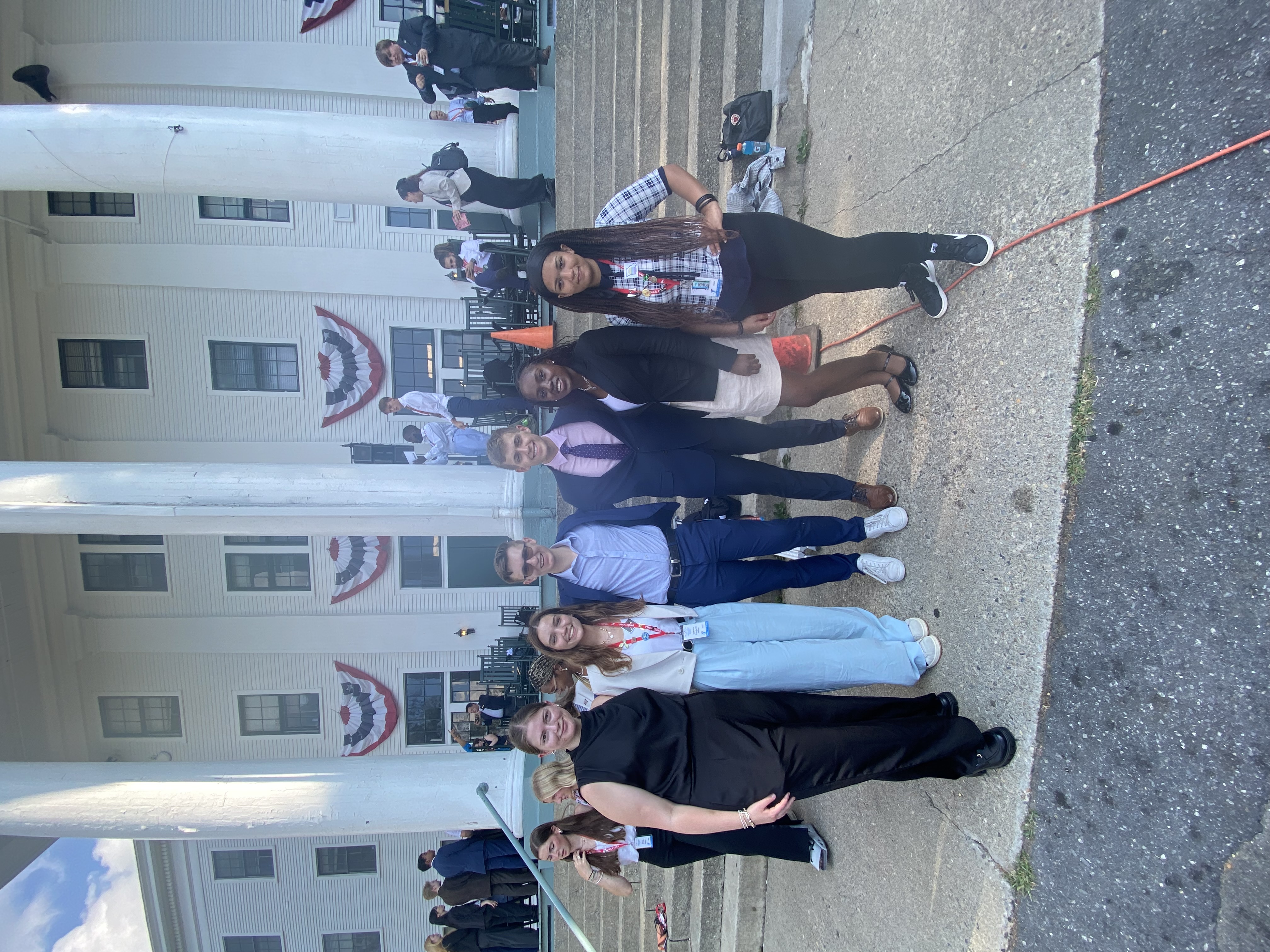 The Timberland members of the Missouri Delegation pose in front of Eureka Hall at the CONA conference.